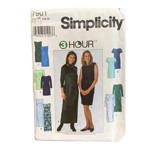 Simplicity 7901 Vintage Sewing Pattern Womens Dress Size 6-10 3 Hour Easy Sew